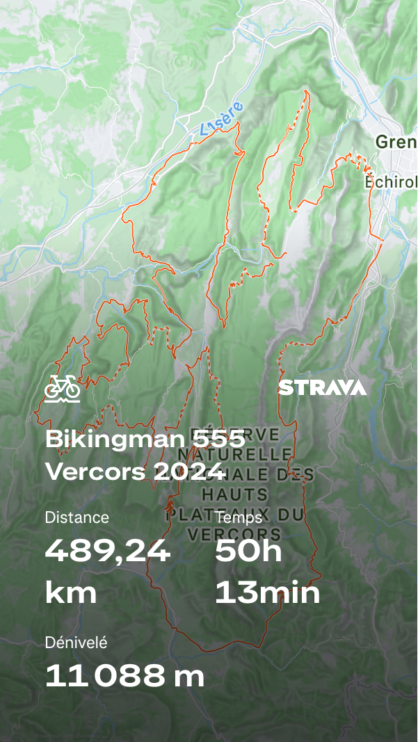 Carte Strava du parcours